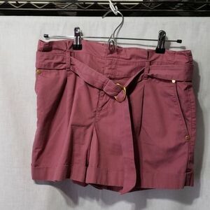 Loft.  Pleated Dusty Pink Shorts; 4 Cargo Pockets; Cinched Belt. Size 2. EUC